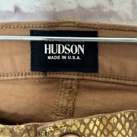 Hudson Jeans Nico Snake Embossed Gold Metallic Skinny Jeans - Picture 10 of 16